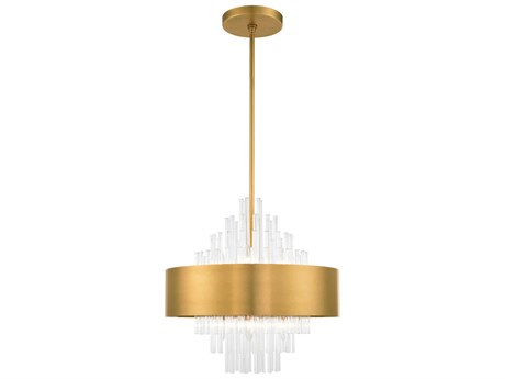 Livex Lighting Orenburg 8-Light Natural Brass Crystal Drum Pendant