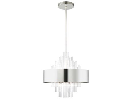 Livex Lighting Orenburg 8-Light Polished Nickel Crystal Candelabra Drum Chandelier