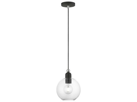 Livex Lighting Downtown 1-Light Black Brushed Nickel Glass Globe Mini Pendant