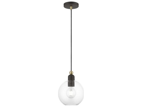 Livex Lighting Downtown 1-Light Bronze Antique Brass Glass Globe Mini Pendant