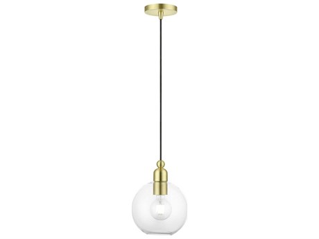 Livex Lighting Downtown 1-Light Satin Brass Glass Globe Mini Pendant
