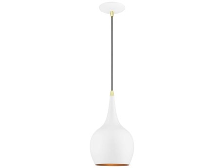 Livex Lighting Andes 1-Light Shiny White Polished Brass Mini Pendant