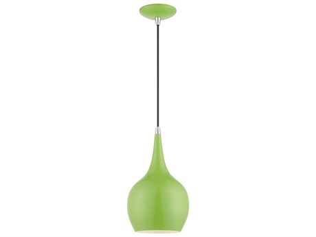 Livex Lighting Andes 1-Light Shiny Apple Green Polished Chrome Mini Pendant