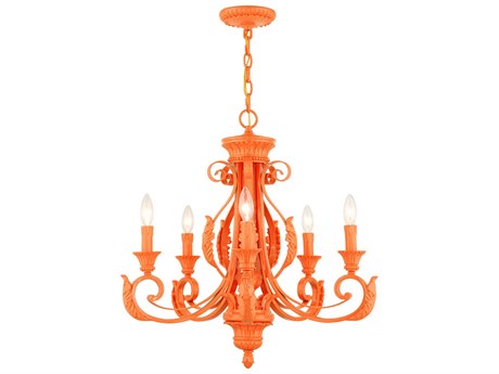Livex Lighting Valencia 5-Light Shiny Orange Candelabra Chandelier