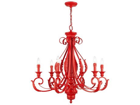 Livex Lighting Valencia 6-Light Shiny Red Candelabra Chandelier