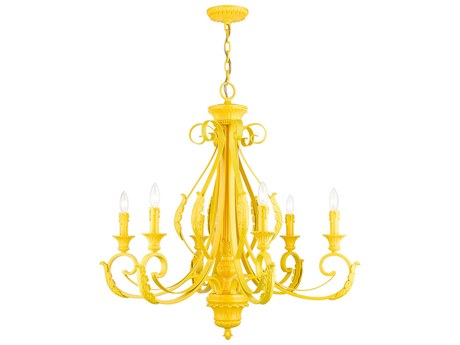 Livex Lighting Valencia 6-Light Shiny Yellow Candelabra Chandelier