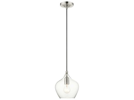 Livex Lighting 1-Light Brushed Nickel Clear Glass Bell Mini Pendant