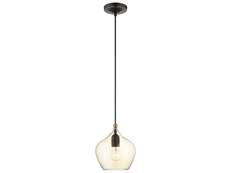 Livex Lighting 1-Light English Bronze Antique Brass Clear Glass Bell Mini Pendant