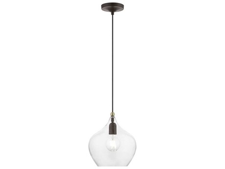 Livex Lighting Aldrich 1-Light Bronze Antique Brass Glass Bell Mini Pendant