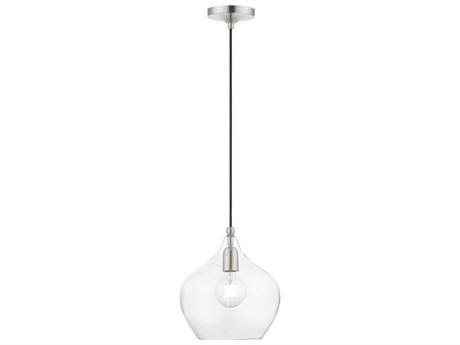 Livex Lighting Aldrich 1-Light Brushed Nickel Glass Bell Mini Pendant