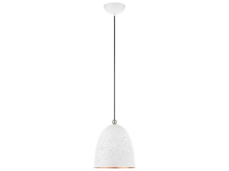 Livex Lighting Arlington 1-Light White Brushed Nickel Bell Mini Pendant