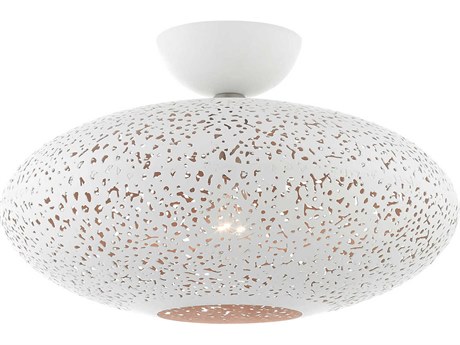 Livex Lighting Charlton 1-Light White Brushed Nickel Globe Semi Flush Mount