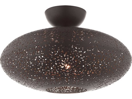 Livex Lighting Charlton 1-Light Bronze Antique Brass Globe Semi Flush Mount