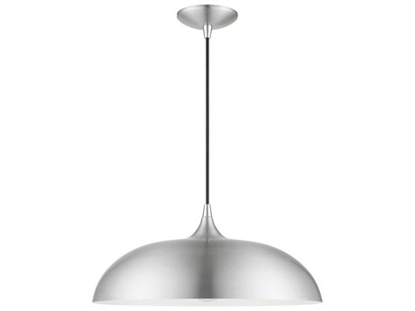 Livex Lighting Amador 1-Light Brushed Aluminum Polished Chrome Gray Dome Pendant