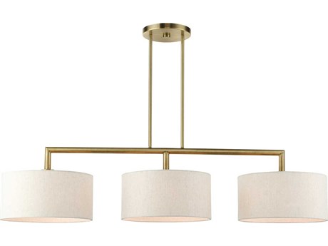 Livex Lighting Meridian 3-Light Antique Brass Drum Island Pendant