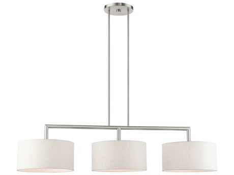 Livex Lighting Meridian 3-Light Brushed Nickel Drum Island Pendant
