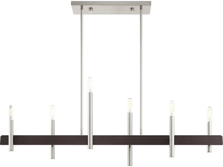 Livex Lighting Denmark 6-Light Brushed Nickel Bronze Linear Island Pendant