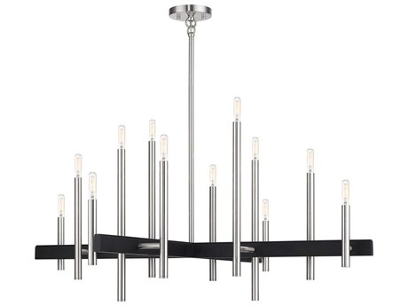 Livex Lighting Denmark 12-Light Brushed Nickel Black Chandelier