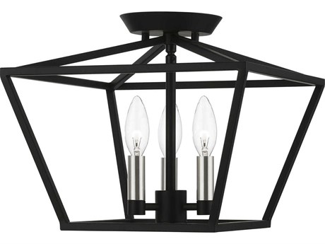 Livex Lighting Devone 3-Light Black Brushed Nickel Semi Flush Mount
