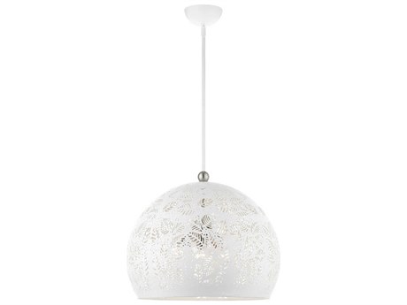Livex Lighting Chantily 3-Light White Brushed Nickel Round Pendant
