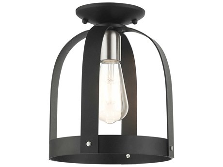 Livex Lighting Stoneridge 1-Light Textured Black Semi Flush Mount