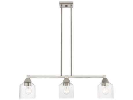 Livex Lighting Aragon 3-Light Brushed Nickel Glass Linear Island Pendant