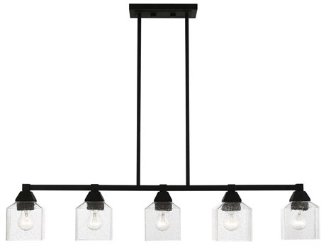 Livex Lighting Aragon 5-Light Black Glass Linear Island Pendant