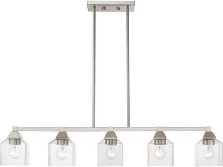 Livex Lighting Aragon 5-Light Brushed Nickel Glass Linear Island Pendant