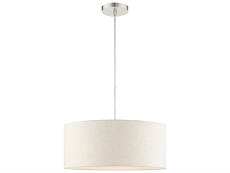 Livex Lighting Meadow 3-Light Brushed Nickel Drum Pendant