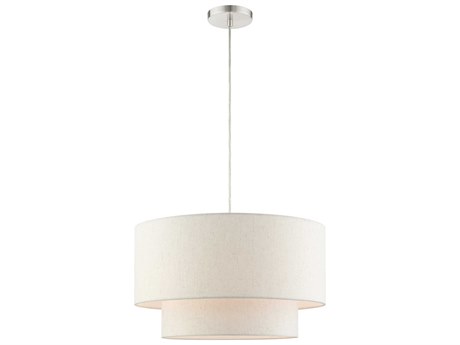 Livex Lighting Meadow 3-Light Brushed Nickel Drum Pendant