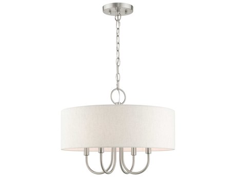 Livex Lighting Blossom 4-Light Brushed Nickel White Drum Chandelier