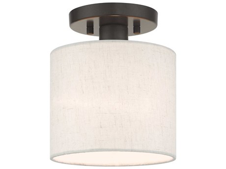 Livex Lighting Meadow 1-Light English Bronze Drum Semi Flush Mount