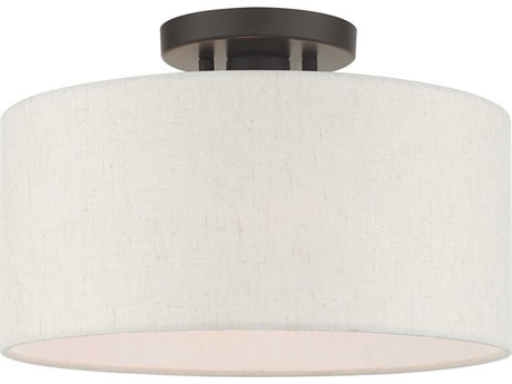 Livex Lighting Meadow 1-Light English Bronze Drum Semi Flush Mount