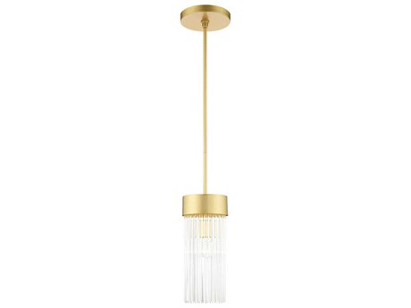 Livex Lighting Norwich 1-Light Soft Gold Crystal Cylinder Mini Pendant
