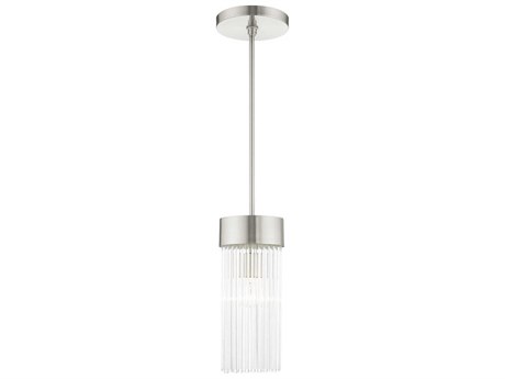 Livex Lighting Norwich 1-Light Brushed Nickel Crystal Cylinder Mini Pendant