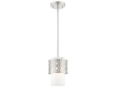 Livex Lighting Calinda 1-Light Brushed Nickel Cylinder Mini Pendant