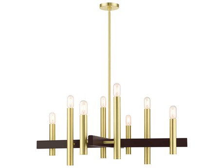 Livex Lighting Helsinki 8-Light Satin Brass Candelabra Linear Chandelier