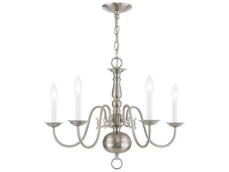 Livex Lighting Williamsburgh 5-Light Brushed Nickel Candelabra Chandelier