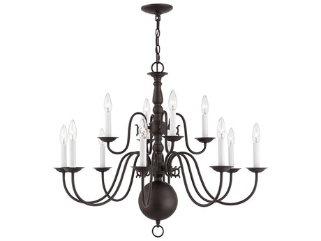 Livex Lighting Williamsburgh 12-Light Bronze Candelabra Chandelier