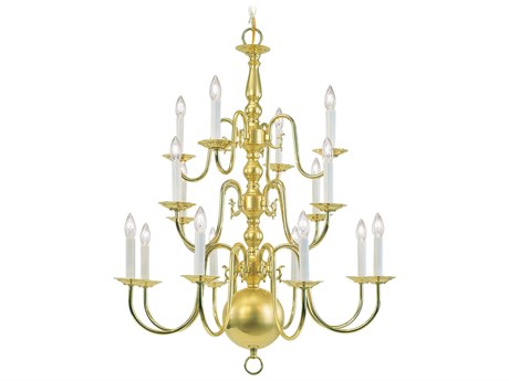Livex Lighting Williamsburgh 16-Light6-Light Polished Brass Candelabra Chandelier