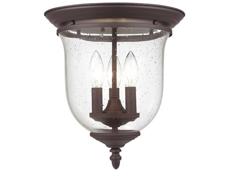 Livex Lighting Legacy 3-Light Bronze Clear Glass Bell Flush Mount