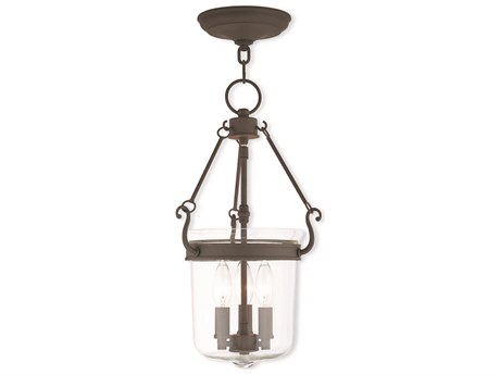 Livex Lighting Rockford 3-Light Bronze Glass Candelabra Chandelier