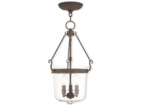 Livex Lighting Rockford 3-Light Bronze Glass Candelabra Chandelier
