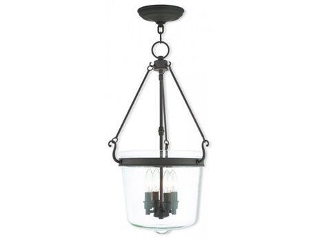 Livex Lighting Rockford 4-Light Bronze Glass Candelabra Chandelier