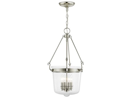 Livex Lighting Rockford 4-Light Polished Nickel Glass Candelabra Chandelier