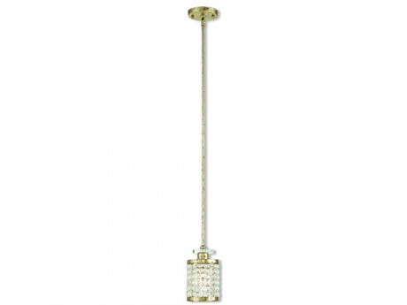 Livex Lighting Grammercy 1-Light Hand Applied Winter Gold Crystal Cylinder Mini Pendant