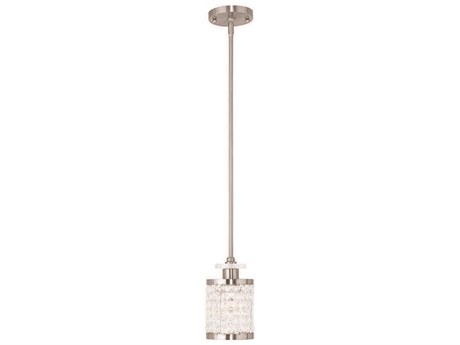 Livex Lighting Grammercy 1-Light Brushed Nickel Crystal Cylinder Mini Pendant