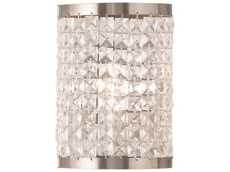 Livex Lighting Grammercy 1-Light Brushed Nickel Crystal Wall Sconce