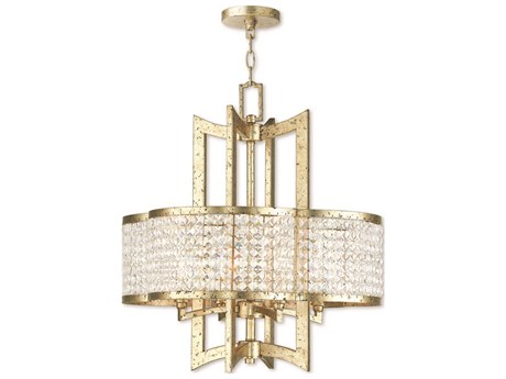 Livex Lighting Grammercy 4-Light Hand Applied Winter Gold Crystal Chandelier