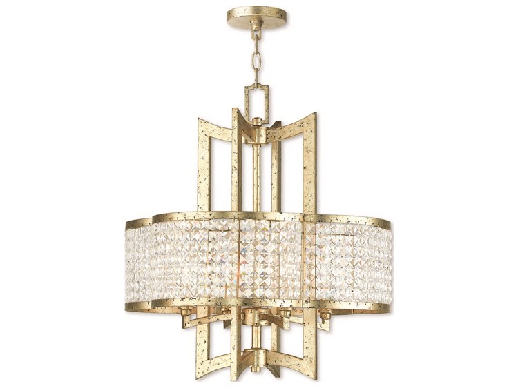 Photos - Chandelier / Lamp Livex Lighting Grammercy 4-Light Hand Applied Winter Gold Crystal Chandeli